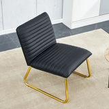 ZUN Black minimalist armless sofa chair with PU backrest and golden metal legs, suitable for offices, W1151121290