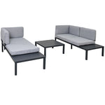ZUN TOPMAX Outdoor 3-piece Aluminum Alloy Sectional Sofa Set with End Table and Coffee Table,Black WF285249AAE