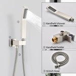 ZUN Brushed Nickel shower system 12 inch Brass Bathroom Deluxe rain mixed shower combination set wall W121956832