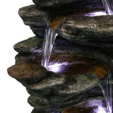 ZUN 40inches High Rocks Outdoor Cascading Waterfall with LED Lights, Soothing Tranquility for Home 92475615