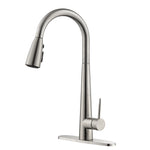 ZUN Kitchen Faucet Pull Down Sprayer Brushed Nickel, High Arc Single Handle Kitchen Sink Faucet 95498826