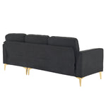 ZUN 218*141*87cm Burlap Diamond Electroplated Gold Trident Legs Three Seats With Footstool Indoor 68589362