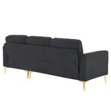 ZUN 218*141*87cm Burlap Diamond Electroplated Gold Trident Legs Three Seats With Footstool Indoor 68589362