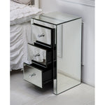 ZUN Mirrored Glass Bedside Table with Three Drawers Size S 50732278