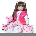 ZUN 24" Beautiful Simulation Baby Long Hair Girl Wearing a Deer Dress Doll 95153801