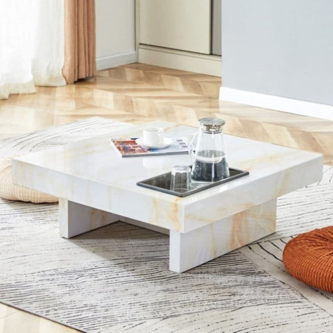 ZUN A modern and practical coffee table with imitation marble patterns, made MDF material. The fusion W1151119881