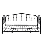 ZUN Twin Size Stylish Metal Daybed with Twin Size Adjustable Trundle, Portable Folding Trundle, Black WF312105AAB