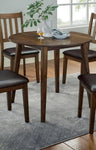 ZUN Kitchen 5pc Dining Set Round Dining Table And 4x Side Chairs Walnut, Dark Brown Transitional Solid B011P162634