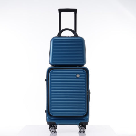 ZUN Carry-on Luggage 20 Inch Front Open Luggage Lightweight Suitcase with Front Pocket and USB Port, 1 PP314954AAC
