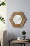 ZUN 18.5" x 18.5" Hexagon Mirror with Natural Wood Frame, Wall Decor for Living Room Bathroom Hallway, W2078133974