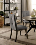 ZUN Modern Contemporary Dining Chairs Solid wood Gray Fabric Seat Set of 2pc Side Chairs Kitchen Dining B011131280