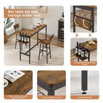 ZUN Bar Table Set with wine bottle storage rack. Rustic Brown, 47.24'' L x 15.75'' W x 35.43'' H. W116294391