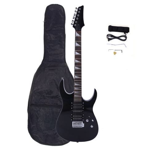 ZUN Novice Entry Level 170 Electric Guitar HSH Pickup Bag Strap Paddle Rocker Cable Wrench Tool Black 11683371