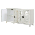 ZUN TREXM Retro 4-Door Mirrored Buffet Sideboard with Metal Pulls for Dining Room, Living Room and WF313199AAD