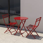 ZUN 3 Piece Patio Bistro Set of Foldable Round Table and Chairs, Red W1586P143160