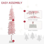 ZUN HOMCOM 6FT Prelit Pencil Artificial Christmas Tree with Snow Flocked Branches, LED Lights, Downswept W2225137783