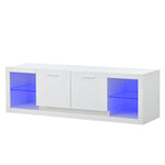 ZUN ON-TREND Modern TV Stand with 2 Tempered Glass Shelves, High Gloss Entertainment WF300075AAK