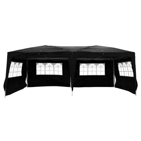 ZUN 3 x 6m Four Windows Practical Waterproof Folding Tent Black 99009729