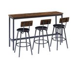 ZUN Long Bar Table Set with 3 PU Upholstered Bar Stools, Industrial Bar Table and Chairs for Kitchen W1668P147059