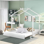 ZUN Extending House Bed, Wooden Daybed, White WF290112AAK