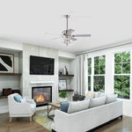 ZUN Crystal Ceiling Fan with Lights Fandelier Chandelier Reversible Blades 3 Wind Speeds Remote Control W1592P152989