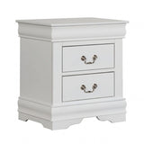 ZUN 1pc Nightstand White Louis Philippe Solid wood English Dovetail Construction Antique Nickle Hanging B011P159911