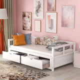 ZUN Wooden Daybed with Trundle Bed and Two Storage Drawers , Extendable Bed Daybed,Sofa Bed for Bedroom WF194973AAK