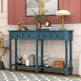 ZUN TREXM Console Table Sofa Table with Drawers and Long Shelf Rectangular Living Room Table Solid Wood WF188957AAM