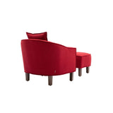ZUN COOLMORE Accent with Ottoman, Mid Century Modern Barrel Upholstered Club Tub Round Arms W153990742