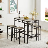 ZUN Bar table set 5PC Dinging table set with high stools, structural strengthening, industrial style. W1162126318