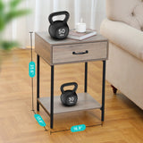 ZUN Nightstand with Charging Station, End, Side with Drawer, Open Storage Shelf, Bedside 82660591
