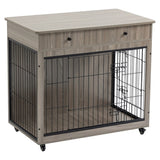ZUN Dog Crate Furniture, Wooden Dog House, Decorative Dog Kennel with Drawer, Indoor Pet Crate End Table W1422109446