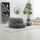 ZUN COOLMORE Bean Bag Faux fur Lazy Sofa /Footstool Durable Comfort Lounger High Back Bean Bag W395115594