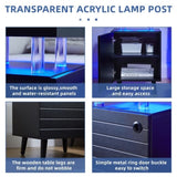ZUN LED Nightstand LED Bedside Table End Tables Living Room with 4 Acrylic Columns, Bedside Table with W2178133346