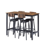 ZUN Bar Table Set with 4 Bar stools PU Soft seat with backrest, Rustic Brown, 47.24'' L x 23.62'' W x W1162102875