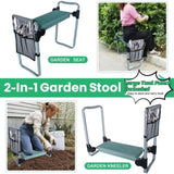 ZUN Garden Kneeler and Seat Stool, Foldable Garden Bench with Tool Pocket and Soft EVA Kneeling Pad for W2181P164669
