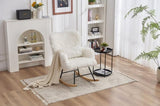 ZUN Rocking Chair Nursery, Solid Wood Legs Reading Chair with Lazy plush Upholstered and Waist Pillow, W1361120538