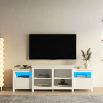 ZUN Modern white TV Stand for 75 inch TV , 16 Colors LED TV Stand w/Remote Control Lights W132166377