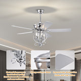 ZUN 52 inch 4 Lights Ceiling Fan with 5 Wood Blades, Two-color fan blade, AC Motor, Remote Control, W1592123233