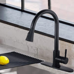 ZUN Pull Down Kitchen Faucet with Sprayer Stainless Steel Matte Black JYD3411MB