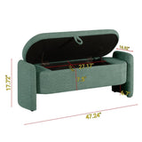 ZUN Ottoman Oval Storage Bench 3D Lamb Fleece Fabric Bench with Large Storage Space for the Living Room, W1825133468