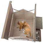 ZUN Outdoor fir wood dog house with an open roof ideal for small to medium dogs. With storage box, W142784557