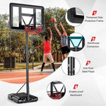 ZUN Portable Basketball Hoop Outdoor, 4.25FT-10FT Height Adjustable Basketball Goal, Shatterproof W2135126710