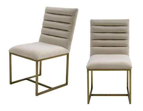 ZUN Modrest Barker Modern Beige & Brush Gold Dining Chair B04961366
