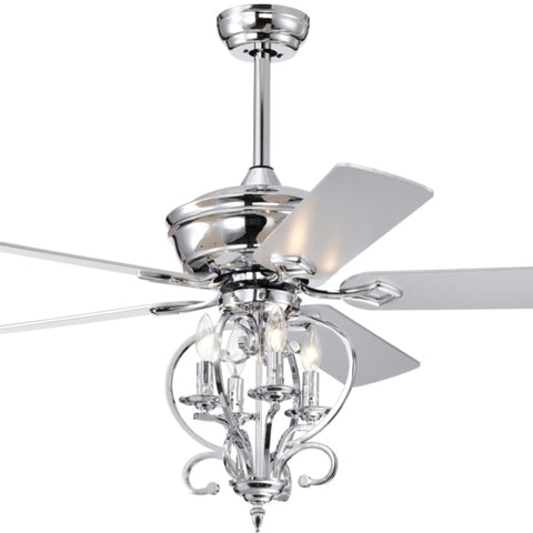 ZUN 52 inch 4 Lights Ceiling Fan with 5 Wood Blades, Two-color fan blade, AC Motor, Remote Control, W1592123233