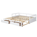 ZUN Wooden Daybed with Trundle Bed and Two Storage Drawers , Extendable Bed Daybed,Sofa Bed for Bedroom WF194973AAK