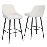 ZUN Elegant Lifestyle Modern Bar Stools,Velvet Upholstered Barstools with Back,Set of 2 Bar Chairs for PP322591AAK