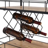 ZUN Black Industrial Mobile Bar Cart Serving Wine Cart with Wheels, 3-tier Metal Frame Elegant Wine Rack 17543029