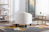 ZUN COOLMORE accent Barrel chair living room chair with nailheads and solid wood legs white pu leather W39526693