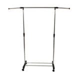 ZUN Single-bar Vertically-stretching Stand Clothes Rack with Shoe Shelf Silver 96763962